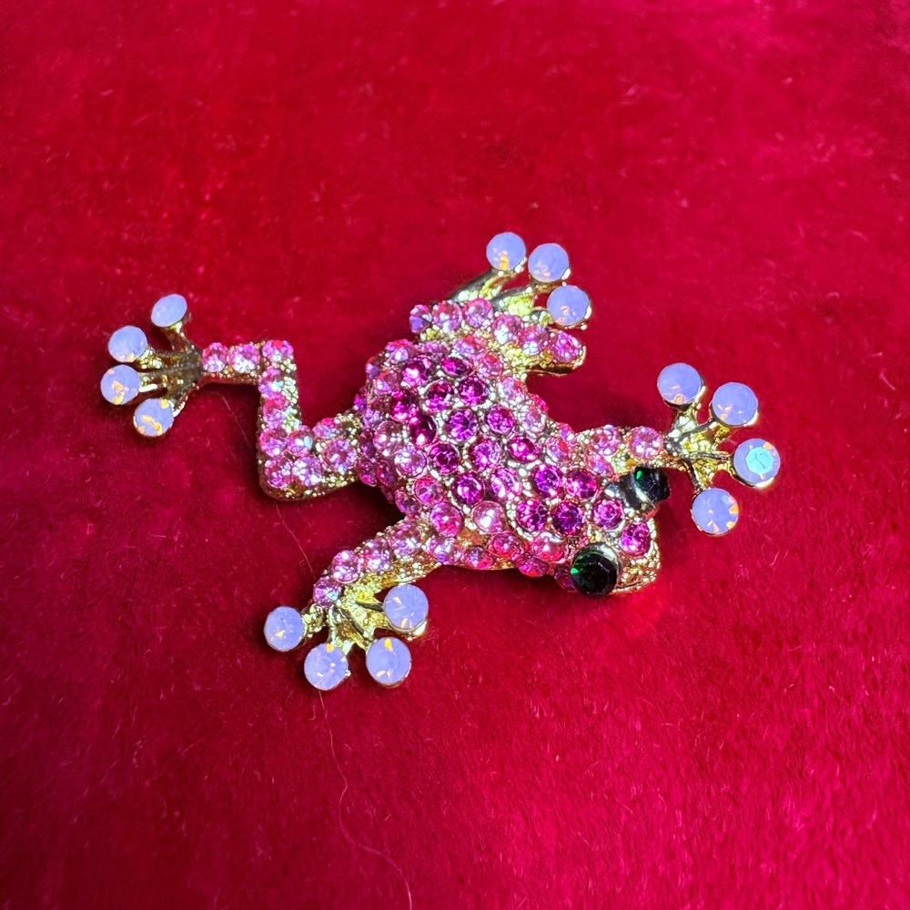 Brooch Pin Rhinestone Frog Adorable Cute Colorful Animal 🐸 - Picture 5 of 6
